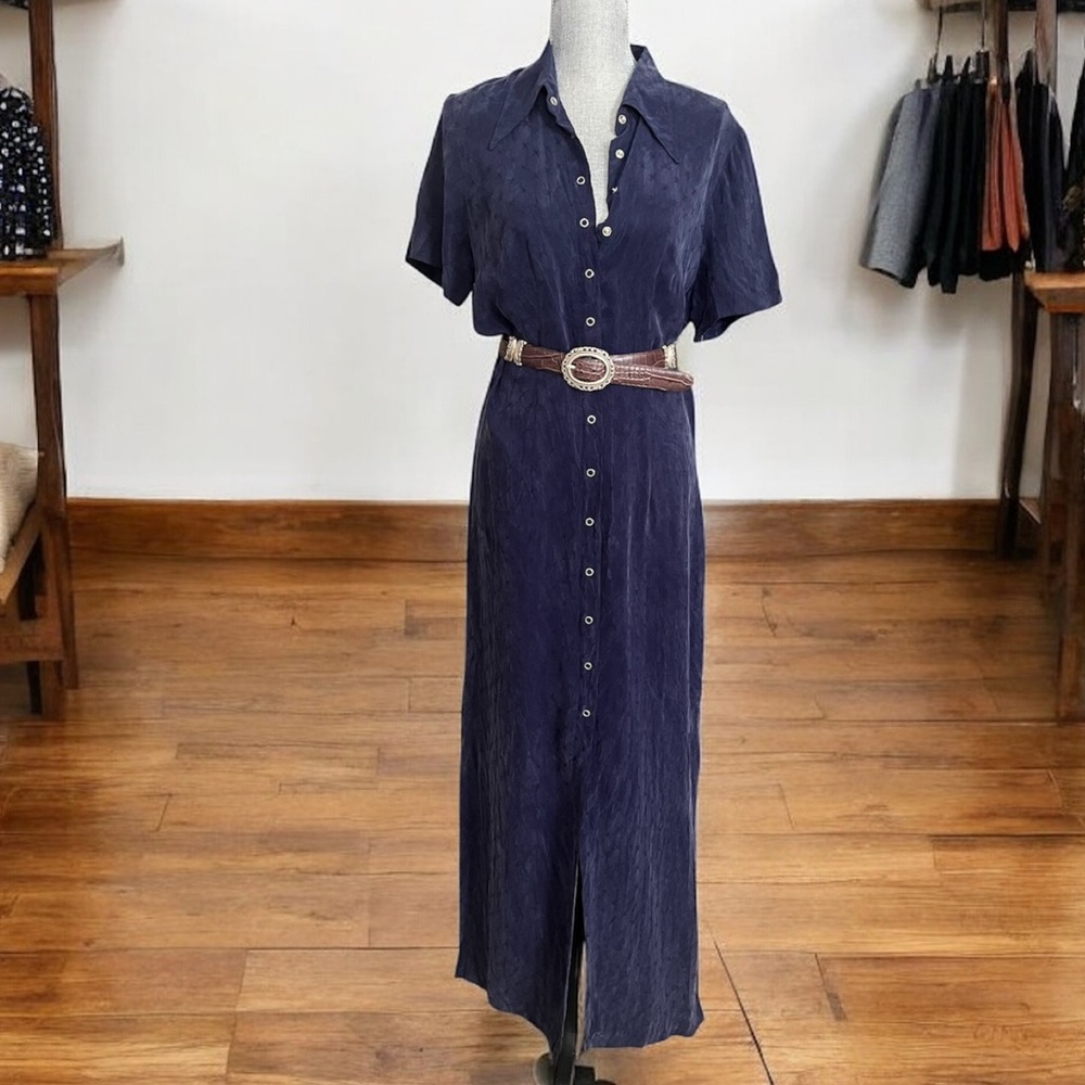NEW WILD ROSE SPORT EMBROIDER SOFT TEXTURE RAYON SNAP HIGH SIDE SLIT MAXI DRESS